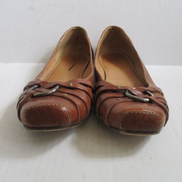 **FRYE Cognac Camel Brown Squared Toe Flats - Picture 4 of 9
